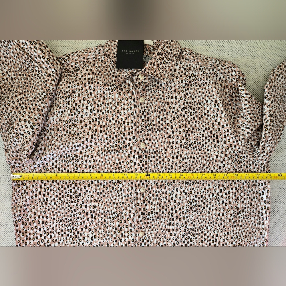 NWT TED BAKER London Multicolor Patterned Button-Down Shirt Size:4/L - Picture 11 of 13
